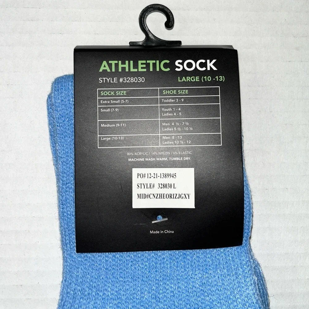 High Five Athletic Tube Socks Sky Blue Large Adults 10-13 NEW‎ 328030